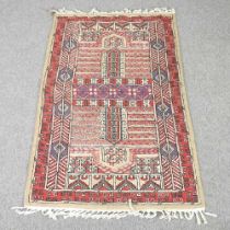 A Kashmiri wool chain rug, with all over designs, 160 x 91cm