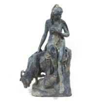 After Pierre Julien, a 19th century bronze figure group of Amalthea and Jupiter's goat, signed, 27cm