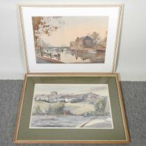 John Worsdale, 1930-2008, river landscape with sailing boats, signed watercolour, 32 x 52cm,