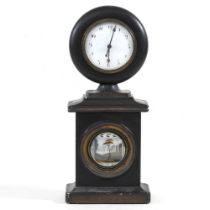 An unusual 19th century mantel clock, with a verge pocket watch movement, 29cm high Some fine cracks