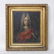 Manner of Sir Godfrey Kneller, 1646-1723, head and shoulders portrait of a gentleman, in a