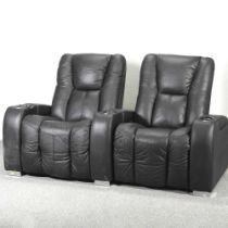 A Palliser black leather electric reclining home theatre/cinema sofa 182w x 92d x 113h cm