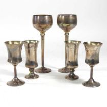 A pair of modern silver goblets, each with a gilt interior, Birmingham 1972, 188g, 18cm high,