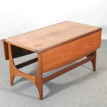 A 1960's teak drop leaf coffee table, by Stonehill furniture 99w x 51d x 52h cm