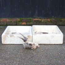 A deer skull, with antlers, together with two butler's sinks, 62 x 45cm (3)