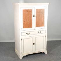 A white painted Laura Ashley drinks cabinet 95w x 66d x 150h cm