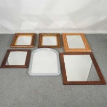 A pair of gilt framed wall mirrors, 65 x 56cm, together with various others