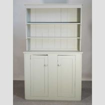 A green painted pine dresser 122w x 47d x 197h cm