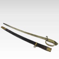 An early 20th century Russian infantry officer shaska sword, pattern 1867, the brass crossguard