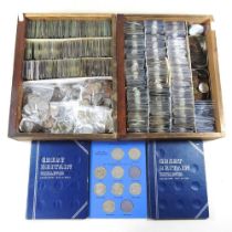 A large collection of mainly 20th century British coins, some cased