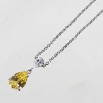 A 9 carat gold cubic zirconia pendant necklace, on a chain, 4.2g gross, 42cm long