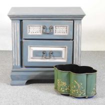 A small painted chest, together with a metal box (2) 69w x 41d x 67h cm