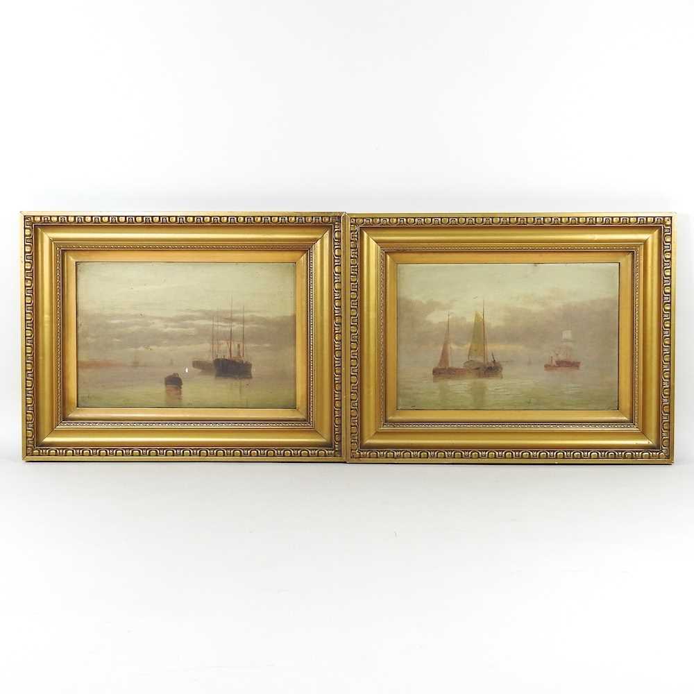 James Wilson, 20th century, sailing vessels, signed, oil on panel, a pair, 20 x 30cm (2)