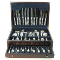 A canteen of plated cutlery by Osborne, Sheffield, in a fitted case, 47cm wide