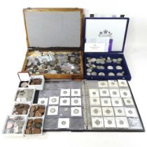 A large collection of mainly pre-decimal coins, to include USA dollars, English crowns, some cased