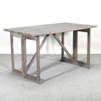 A modern OKA grey painted folding dining table, on square legs 140w x 80d x 80h cm