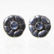 A pair of Danish silver Moonlight Blossom 36 heritage series earrings, of flowerhead design, with