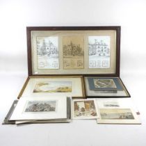 A collection of 19th century engravings and prints, mostly unframed