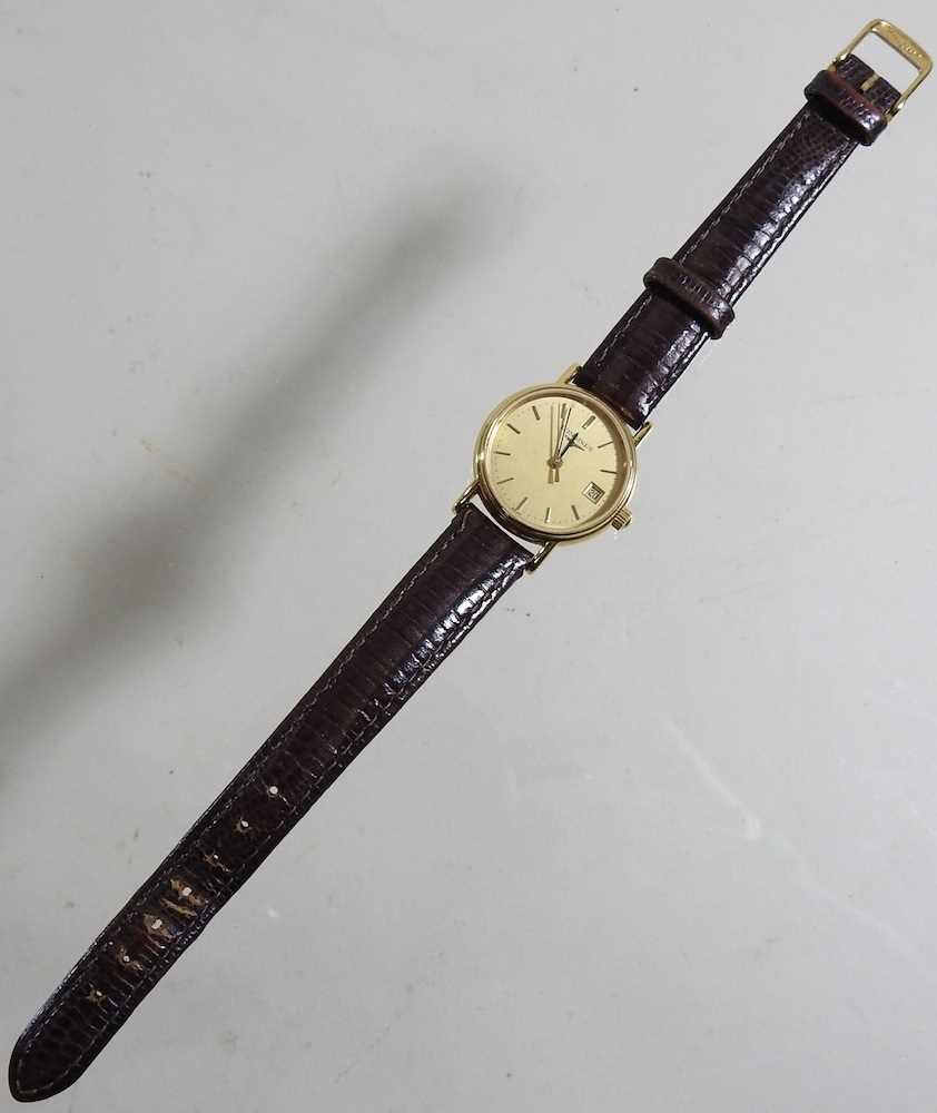 A Longines ladies gold plated wristwatch, the signed 20mm dial with baton hours and date aperture, - Image 3 of 6