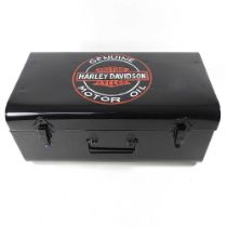 A painted metal Harley Davidson advertising tool box, 46cm wide