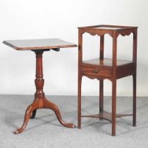 A George III mahogany tilt top occasional table, together with a night stand 47w x 49d x 67h cm