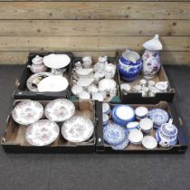 Three boxes of china to include, various tea and dinner wares