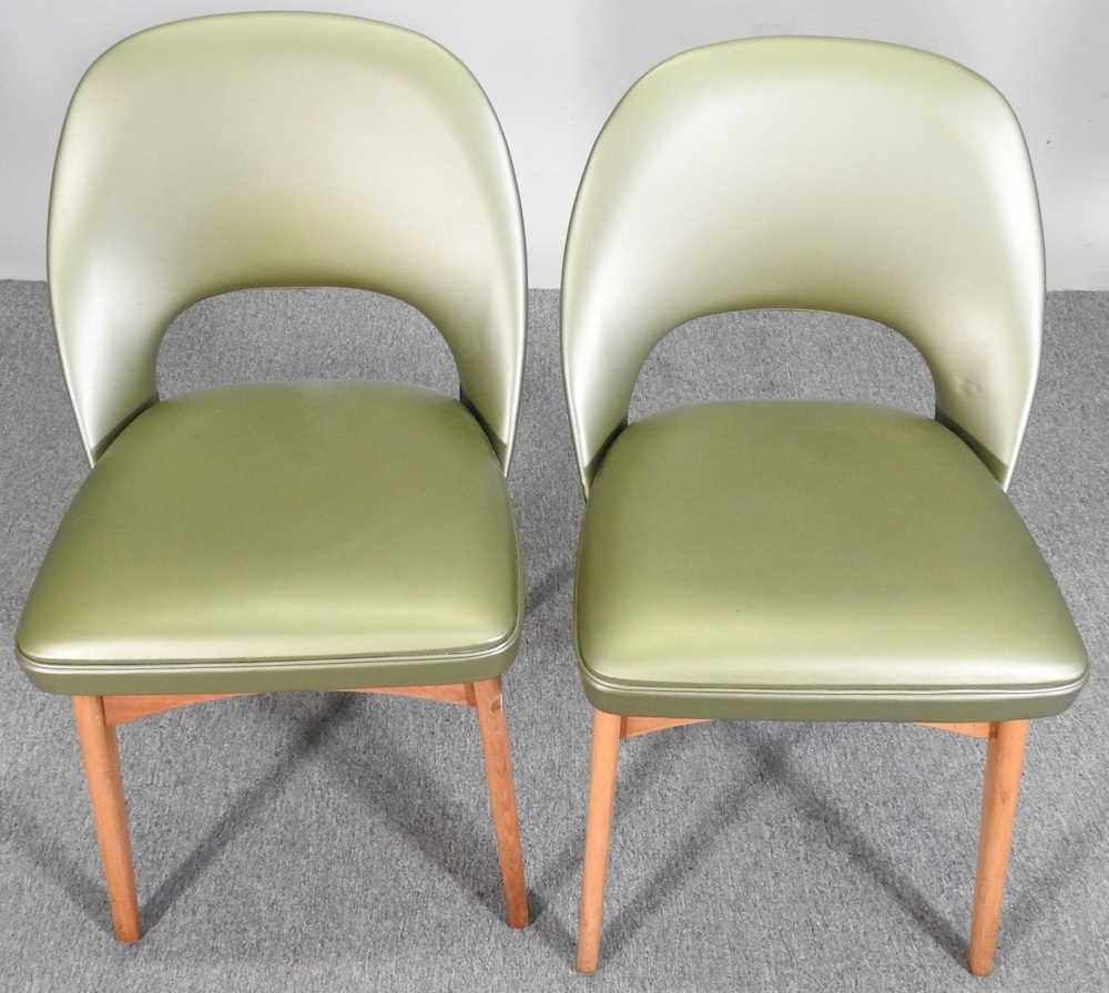 A pair of green upholstered side chairs, together with a nest of three 1970's teak G Plan occasional - Image 3 of 4
