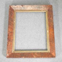 A 19th century burr yew framed picture frame, with a gilt slip, 92 x 72cm internal dimensions