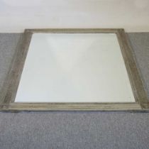 A large silver painted framed wall mirror, 142 x 110cm