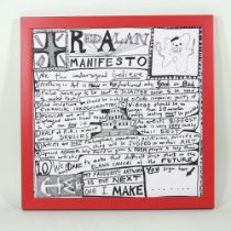 Sir Grayson Perry, CBE, RA Hon, FRIBA, b1960, Red Alan Manifesto, printed on paper, 29 x 29cm,