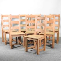 A set of eight modern beech ladder back dining chairs (8)