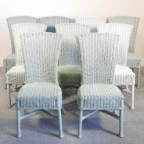 A matched set of nine modern Lloyd Loom style painted high back dining chairs (9)