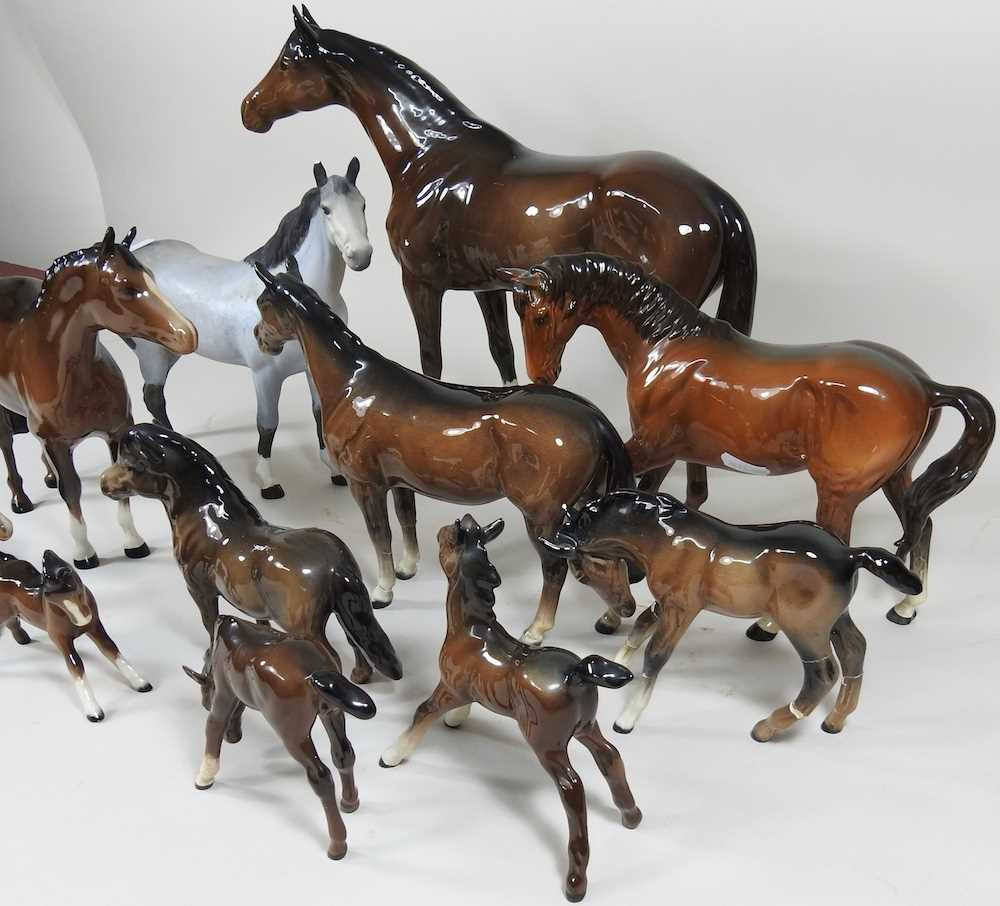 A large Beswick model of a horse, 29cm high, together with a collection of Beswick and other model - Image 2 of 3