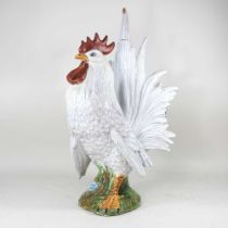 A French majolica model of a cockerel, 60cm high