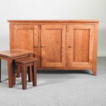 A modern oak G-Plan sideboard, together with a nest of two occasional tables (3) 139w x 42d x 86h