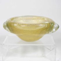 A Murano Seguso gold leaf glass dish, 23cm wide