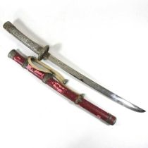 An oriental short sword, 20th century, 72cm long, in scabbard