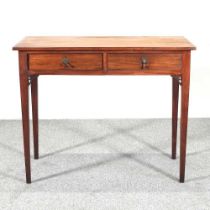 An early 20th century mahogany side table, containing two drawers 97w x 53d x 76h cm