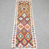 A kilim runner, with all over diamonds, 193 x 60cm