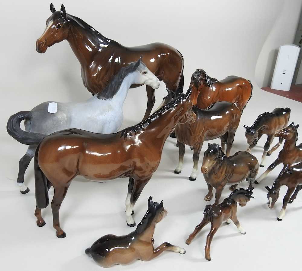 A large Beswick model of a horse, 29cm high, together with a collection of Beswick and other model - Image 3 of 3