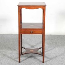 An Edwardian mahogany and inlaid nightstand, containing a single drawer 38w x 37d x 80h cm