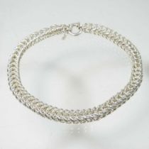 A heavy silver flexible link necklace, 134g, 39cm long