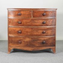 A Victorian mahogany bow front chest, on swept bracket feet 105w x 53d x 97h cm