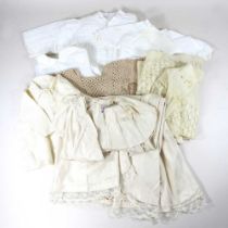 A collection of vintage clothing, mainly circa 1930's, to include children's gowns