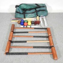 A Longworth wooden croquet set, in a bag