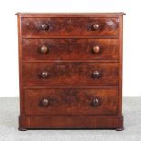 A Victorian mahogany chest of drawers, on a plinth base 94w x 54d x 103h cm