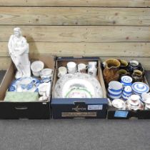 A collection of blue and white Cornish ware, by T G Green, together with Royal Albert Old Country