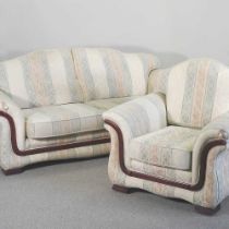 A modern upholstered sofa and matching armchair (2) 210w x 93d x 100h cm