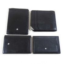 Four various Montblanc black leather wallets (4)