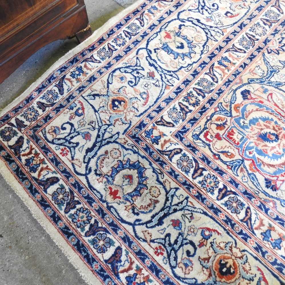 A large Persian woollen carpet, with all over foliate designs, on a cream ground, 395 x 305cm - Image 8 of 9